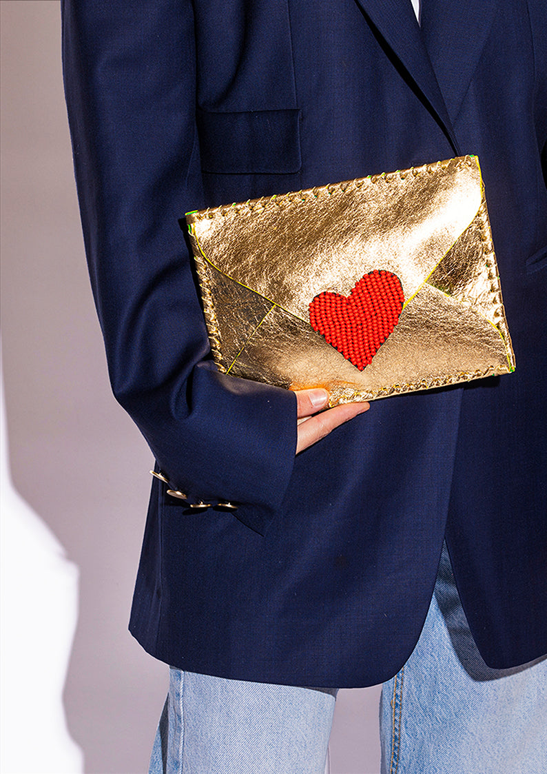 Love Letter Gold Clutch