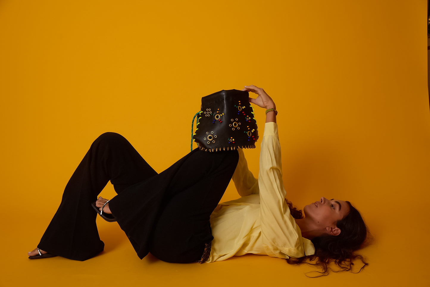 Teapot Large Black Rainbow Eyelets