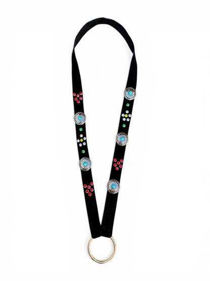 Prometeo Suede Black Leather Phone & Keychain Neck Lanyard