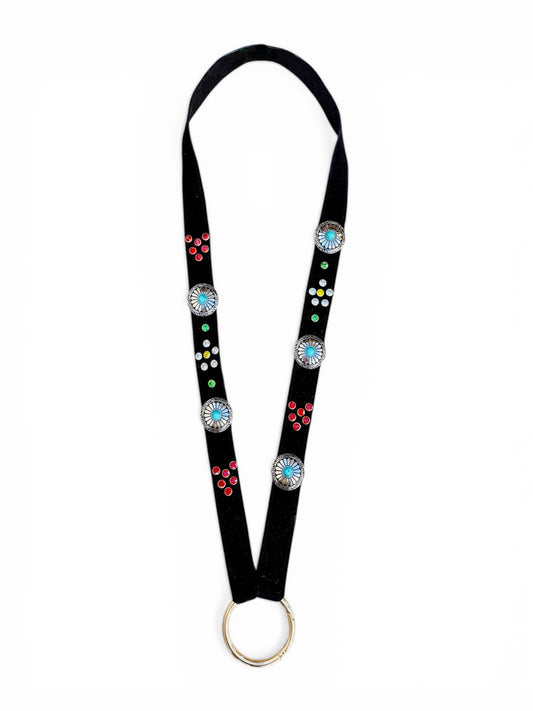 Prometeo Suede Black Leather Phone & Keychain Neck Lanyard