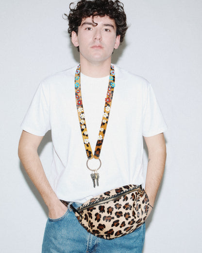 Prometeo Leopard Flower Phone & Keychain Neck Lanyard