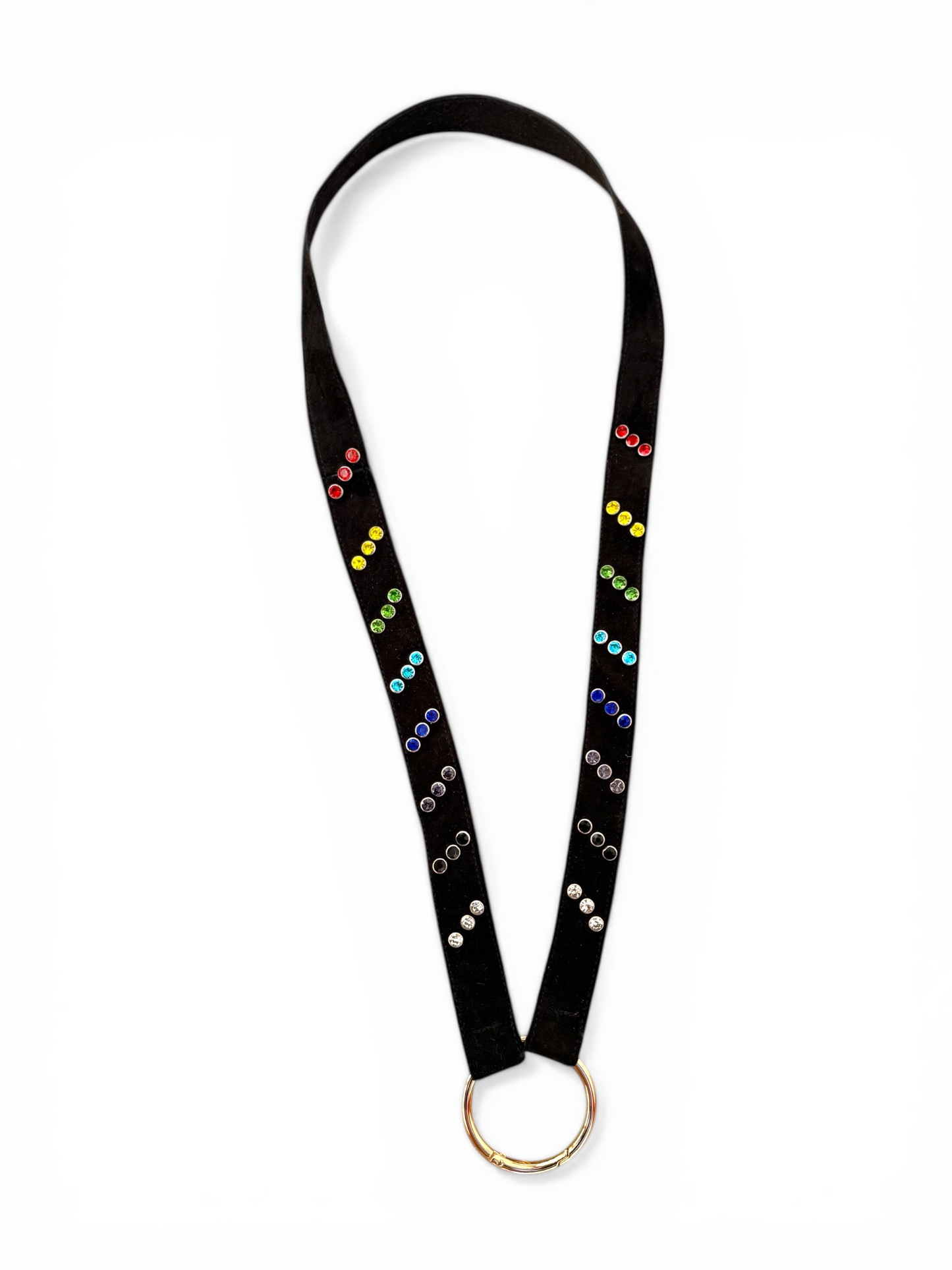 Prometeo Suede Black Rainbow Leather Phone & Keychain Neck Lanyard