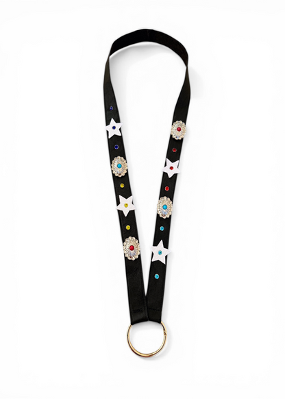 Prometeo Black Leather Phone & Keychain Neck Lanyard