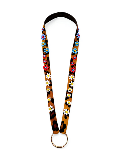 Prometeo Leopard Flower Phone & Keychain Neck Lanyard
