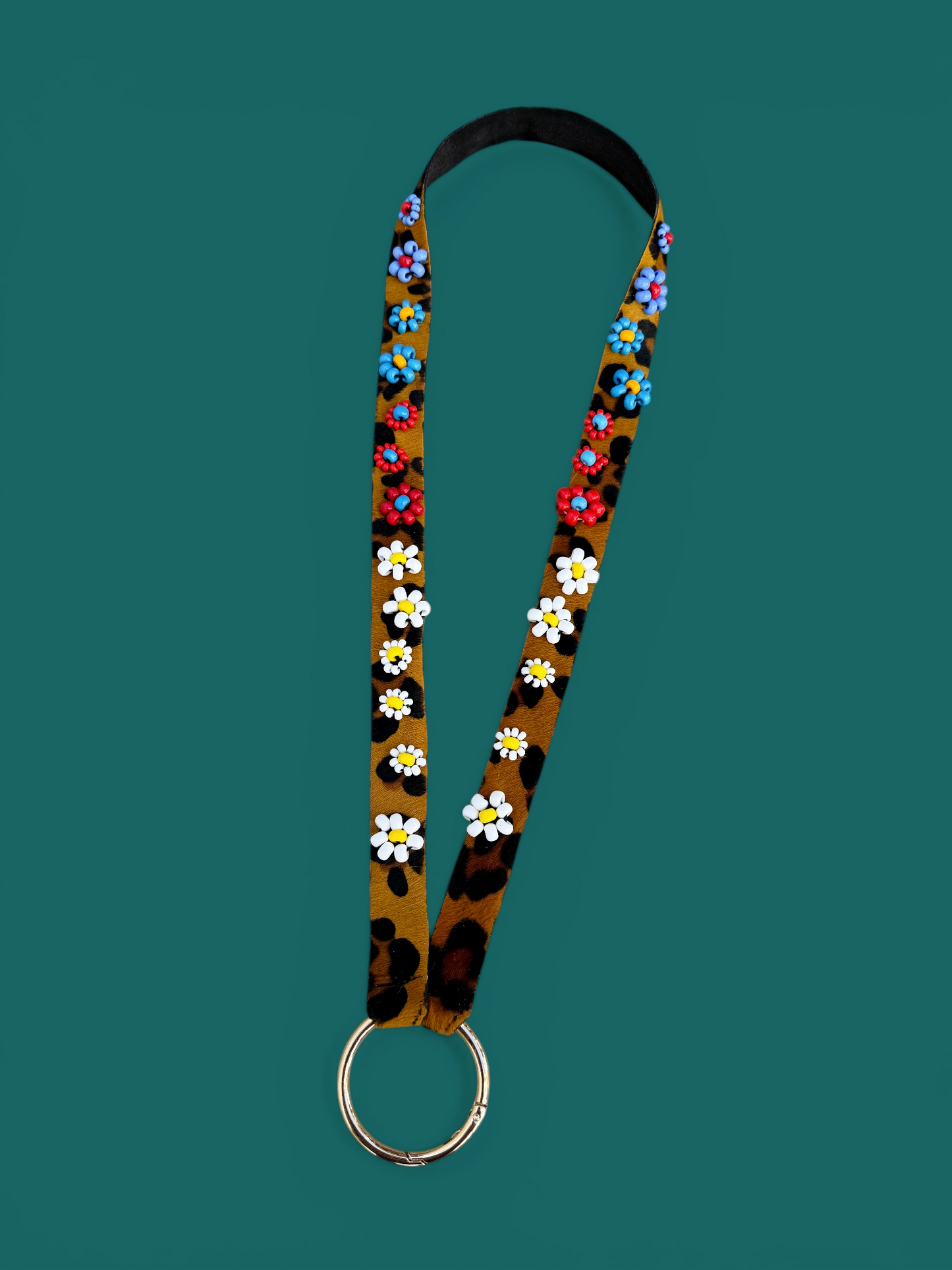 Prometeo Leopard Flower Phone & Keychain Neck Lanyard