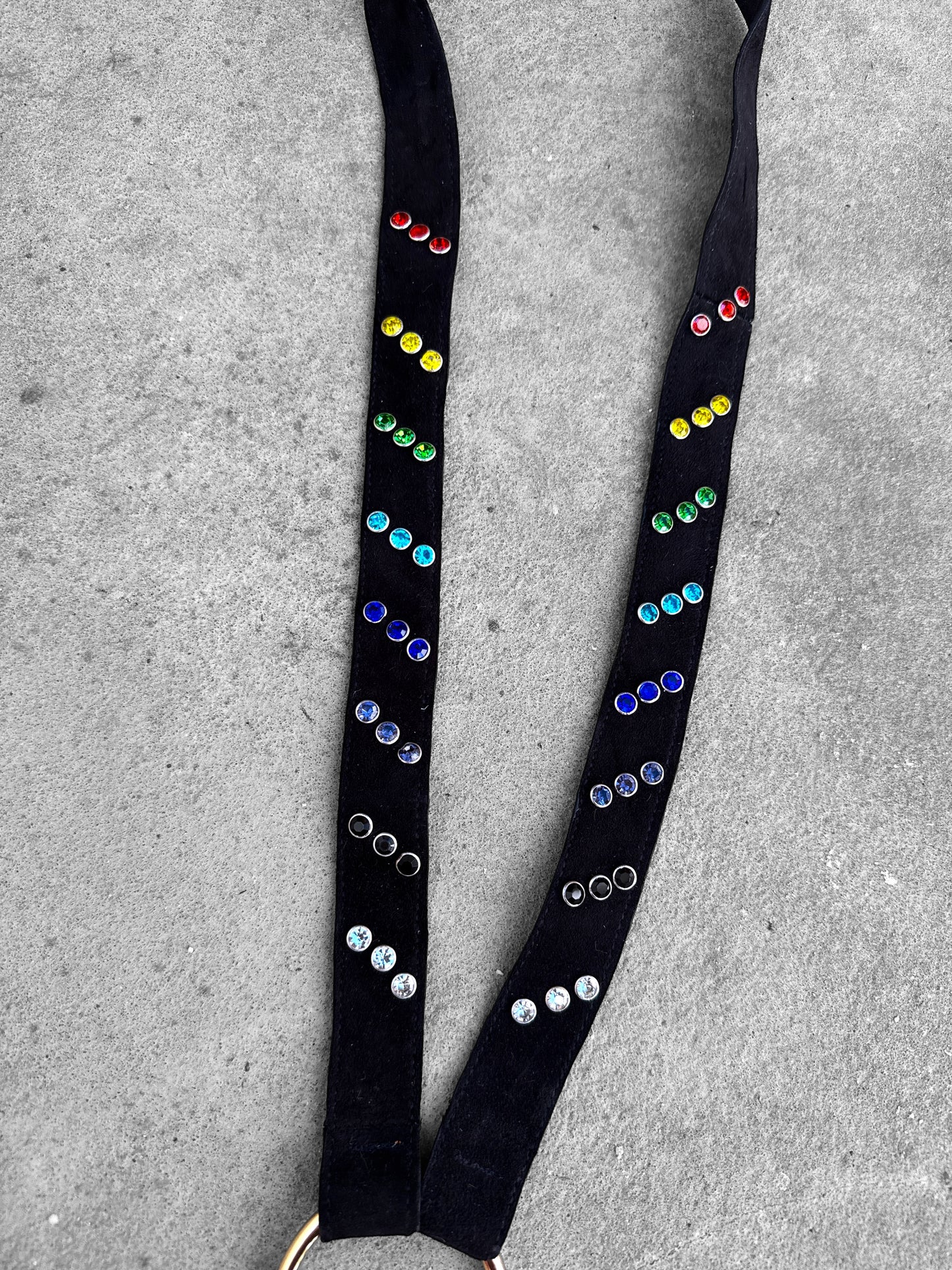 Prometeo Suede Black Rainbow Leather Phone & Keychain Neck Lanyard